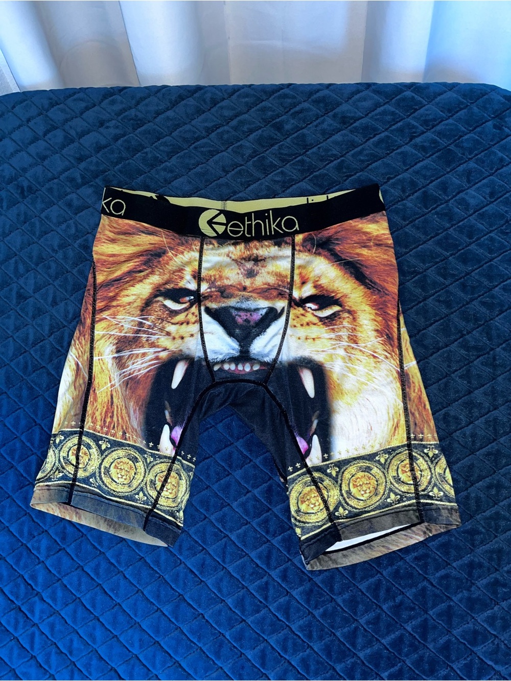 ethika Men's Lion Graphic Boxer Briefs - Gold & Black Men’s Underwear Size Large